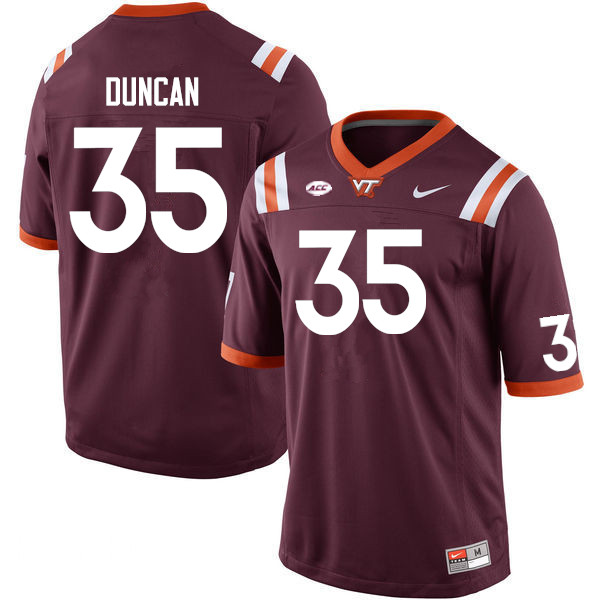 Men #35 Lucas Duncan Virginia Tech Hokies College Football Jerseys Sale-Maroon